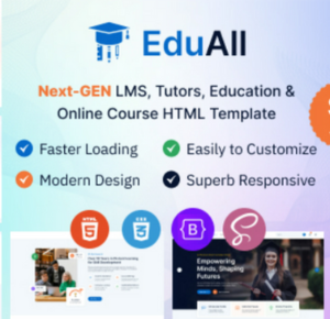 EduAll is a comprehensive and modern HTML template designed for online education platforms, learning management systems (LMS), tutors, educational institutions, and online courses. It’s the perfect solution for creating an engaging and interactive online learning experience for students, educators, and institutions. Whether you’re offering online courses, running a tutoring platform, or managing an educational website, EduAll provides the tools to help you succeed. This template is tailored to meet the needs of educators, administrators, and students, providing a seamless and engaging user experience.