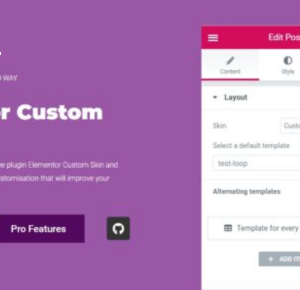 Elementor Custom Skin is a plugin adds new skin to Elementor Page Builder Posts and Posts Archive widget. You can design a loop item just like a single template and it would be used as a skin so you can be able to create a post grid the way you like. Included in this package is Elementor Custom Skin Pro – This plugin is an addon for the free plugin Elementor Custom Skin and comes with extra features and customisation that will improve your design.